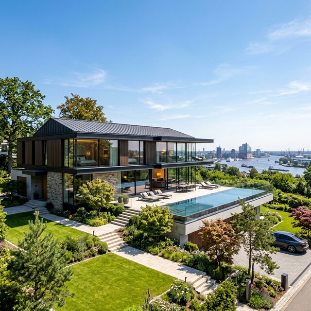 Exklusives Haus mit modernen Fenstern in Hamburg